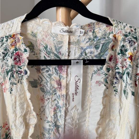 NEW Solitaire Floral Lace Crochet Kimono Open Cardigan Boho Embroidered size 2XL - Picture 2 of 8